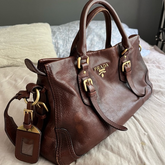 Prada Cervo Antik Brown Leather Handbag - Picture 4 of 15